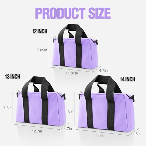 Image of Small Tool Bag, Canvas Tool Storage Bag, Large Capacity Multipurpose Zipper Soft Tote Organizer Pouch for Electrician, Plumbing, Gardening,Tools Bags for Men (Purple, 12 Inch)