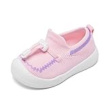 Eashi Zapatos de caminar para bebés antideslizantes para niños, transpirables, cálidos, elásticos, con suela de memoria, para proteger los dedos de los pies, zapatillas de deporte al aire libre, Rosa