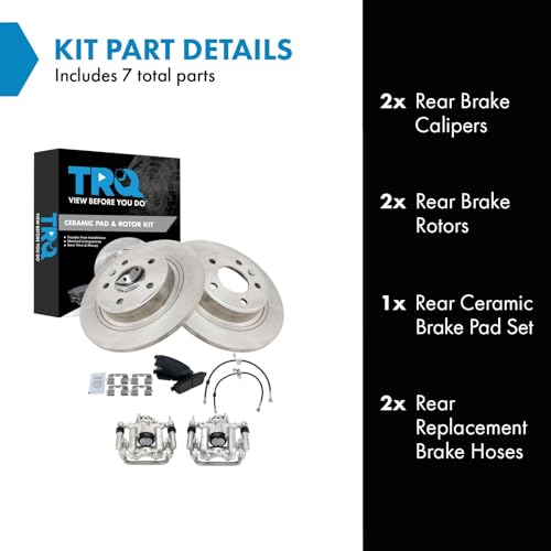 Image of TRQ Rear Brake Pad and Rotor Set Ceramic Calipers Compatible with 2014-2015 Chevrolet Cruze