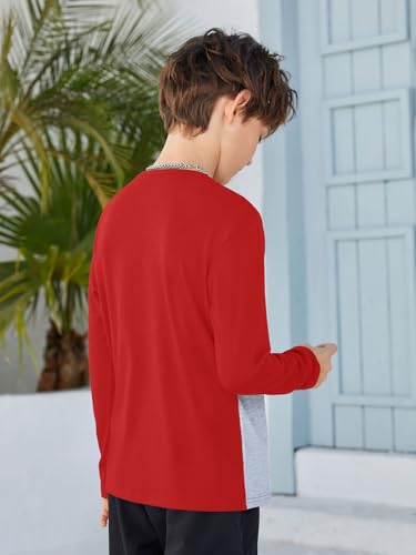 Image of ZDC Kids Boys Long Sleeve T-Shirts Color Block Crewneck Fashion Basic Tee Tops 5-14 Years