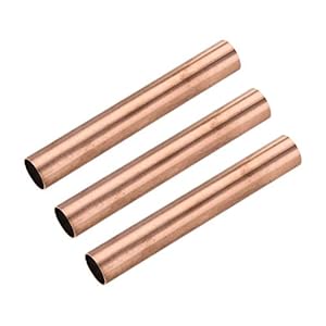 uxcell Copper Round Tube, 15mm OD 0.5mm Wall Thickness 100mm Length Straight Pipe Tubing 3 Pcs