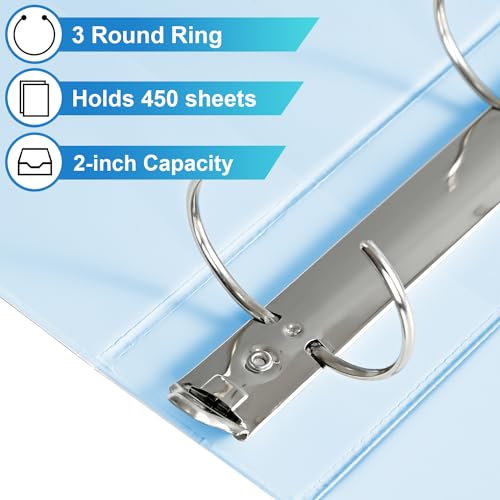 2\'\' 3-Ring-Binder with Pockets, 450 Sheets Capacity, 2 inch Binders fits 11\" x 8.5\" US Letter Size, Assorted 4 Pastel Colors - Ideal for School, Office, and Home Use (2 inch) - Thumbnail 3