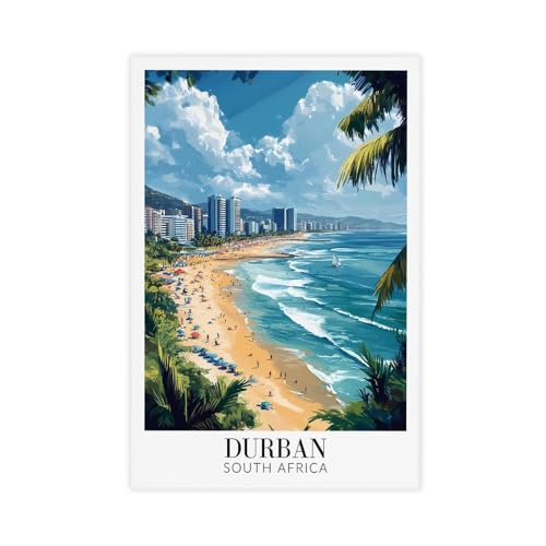 Durban South Africa Beach Palms Ocean Sailboats Africa Canvas Art Poster