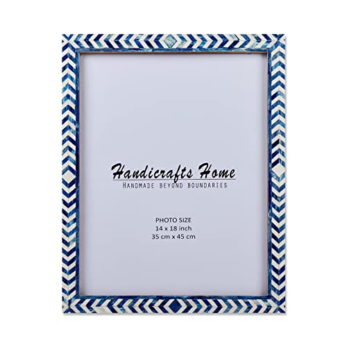Handicrafts Home Handmade Bone Inlay Wall Hanging Blue Picture Frame,14x18