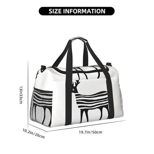 Funny deer Printed fitness travel bag. Perfect for yoga training, short trips, and swimming gear.4