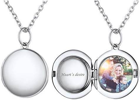 ChicSilver Personalized Round Circle Locket Pendant Necklace 925 Sterling Silver Custom Photo Necklace Customized Picture Necklace Memory Jewelry for Women/Mom/Wife/Sister