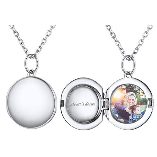 Chicsilver Personalized Round Circle Locket Pendant Necklace 925 Sterling Silver Custom Photo Necklace Customized Picture Necklace Memory Jewelry For Women/Mom/Wife/Sister #TOP20