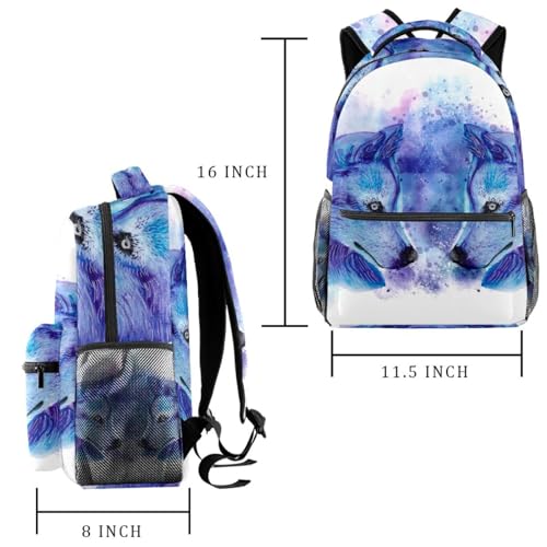 Sac de voyage décontracté loup multicolore résistant pour ados