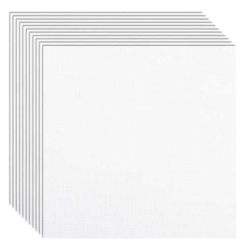Image of Aida Cloth 14 Count White - 10 Pieces 10x10 Inch Cross Stitch Fabric for Embroidery Projects, DIY Needlework Kit, 100% Cotton Craft Supplies (Tela para Punto de Cruz)
