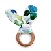Kanga Care Baby Soft Muslin Sensory Crinkle Bunny Ear Wood Teething Ring - Clover Leaf