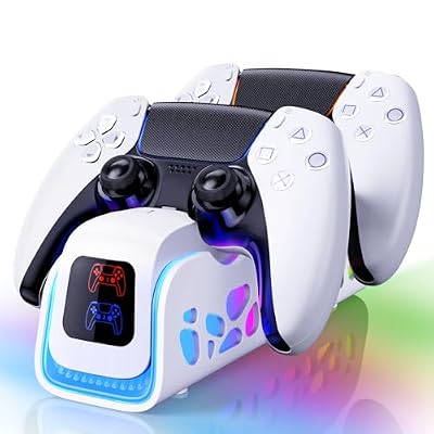 PS5 Controller Charger - Dual-Sensing Edge PS5 Charging Station with 6 LED and RGB Modes,Charging Dock is Suitable for/Slim/Pro Remote Control Accessories
