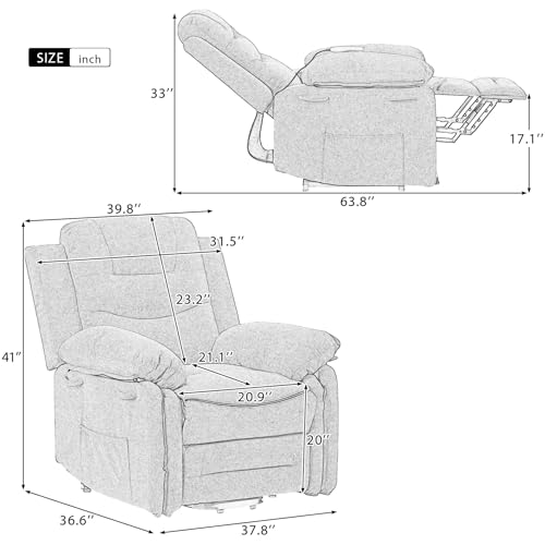 Sillón eléctrico reclinable con soporte y calefacción miniatura 3
