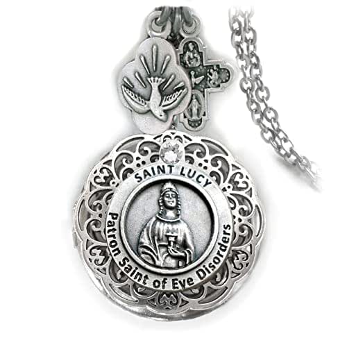 St. Lucy Locket Necklace, Patron Saint of Eye Disorders