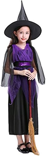 SGBB Girl’s Halloween Witch Costume Fancy Dress with Hat (10-12（140-150）, Purple)