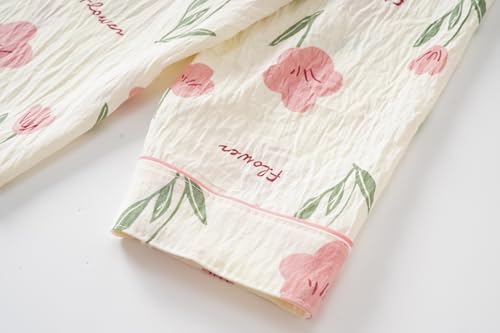 Vopmocld Girls Button Down Pajama Sets Soft Polyester Lapel Collar Long Sleeve Long Pants Sleepwear for Teen Cozy Nightwear4