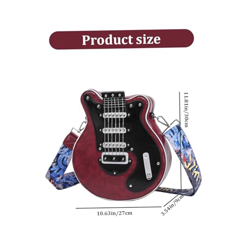 Sac à main guitare rouge vin pour sorties et style décontracté - 6