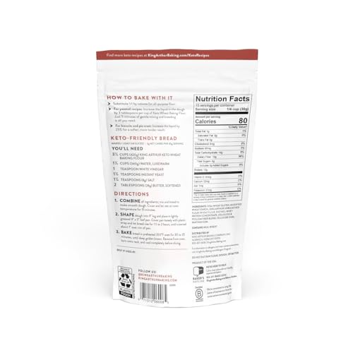 Image of King Arthur, Keto Wheat Flour Blend, Keto Friendly, 1-to-1 Substitute for All- Purpose Flour, 16 Ounces (Pack of 4)