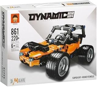 مجموعة بناء سيارة أوف رود ديناميك، 220+ قطعة، برتقالي وأسود، للأعمار 6+، طراز 861
