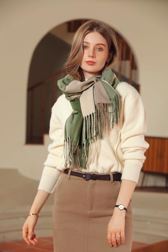 Wander Agio Women's Fashion Scarves Long Cashmere Like Shawl Winter Warm Knit Large Tassel Plaid Scarf4