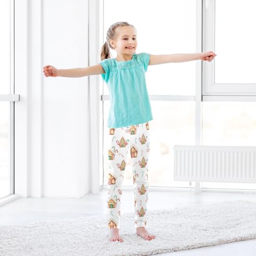 CaTaKu Girls Leggings Gingerbread Candy Canes Leggings for Girls Kids Athletic Workout Yoga Pants Size 4-10T3