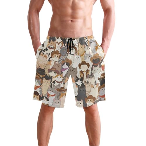 Short de bain rétro western pour chat avec boxer de compression intégré