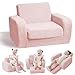 KidBloom 3 in 1 Kids Sofa Bed, Pink Foldable Toddler Chair, Plush Baby Sofa, Baby Chairs 1 Year Old