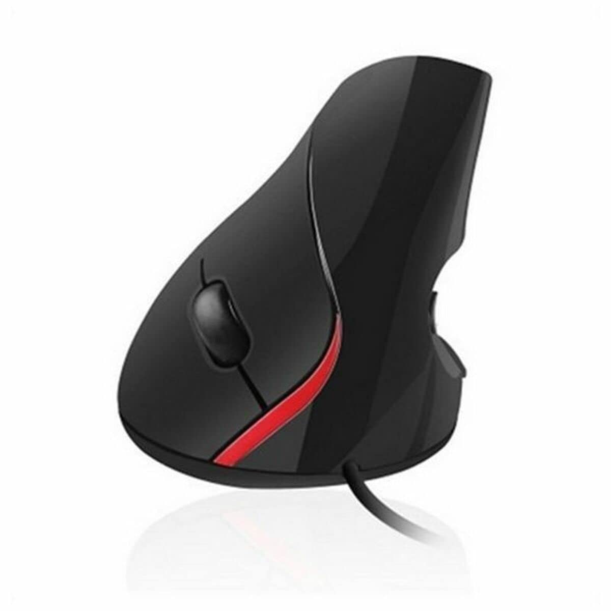 Ewent EW3156 Wired Ergonomic Mouse, Vertical Mouse with LED Illumination, 1000-1600 DPI, 5 Buttons, for Right Hand Users, Optical sensor, Computer Mouse for PC and Laptop - Black, Red