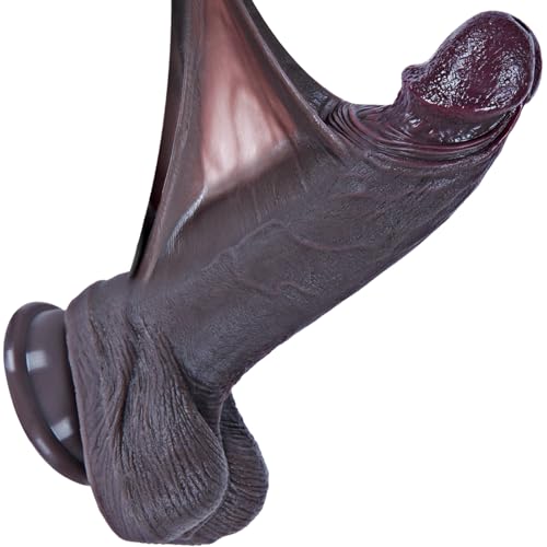 19 cm kleines schwarzes Anfänger-Dildo realistisch mit beweglicher Vorhaut doppelt dichtes Silikon süßes kleines Anal-Dildo starker Saugnapf kompatibel mit Strap-On für Paare geeignet
