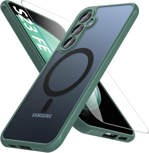 Image of For Samsung Galaxy S23 FE Case 6.4'',Magnetic Galaxy S23 FE Case for Magsafe with Screen Protector [Military-Grade Protection] Shockproof Phone Case Samsung S23 FE Slim Protective Case S23 FE 5G,Green