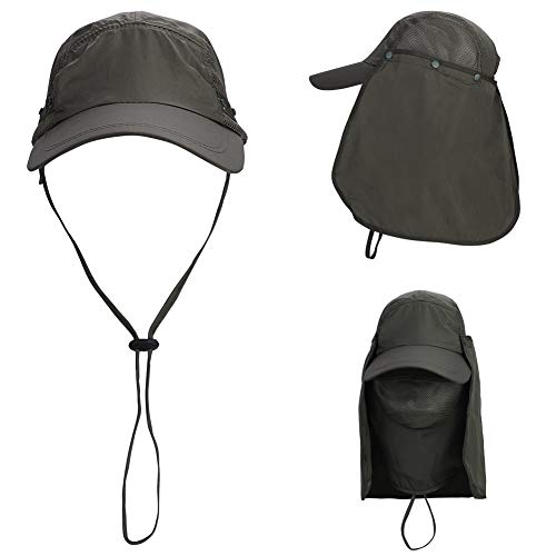 Sun Hat with Detachable Neck Face Flap Cover UPF 50+ Protection Wide Brim Fishing Hat Breathable Mesh Baseball Cap Quick Dry Outdoor Sun Visor Hat for Men Women Cycling Camping Hiking Walking Travel - Image 2