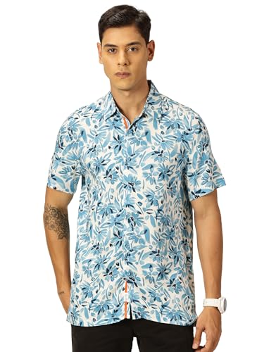 Image of Thomas Scott Men's | Printed | Half Sleeve | Regular Fit | Cotton Rayon | Spread Collar | Casual Shirt