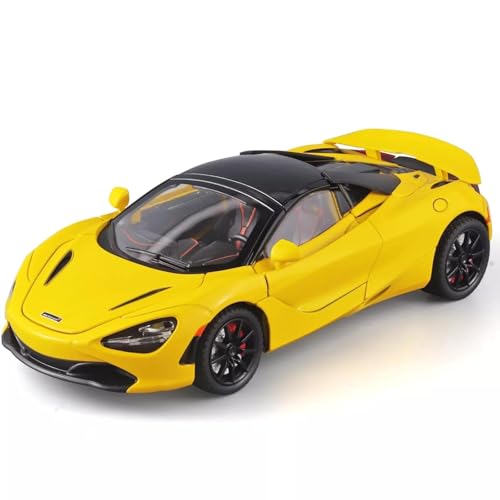 Image of 1:24 McLaren 720S Diecast Alloy Model Car Pull Back Toy with Sound & Light Collectible Supercar Gift for Kids & Adults Realistic Detailing Perfect for Display or Play (Yellow)