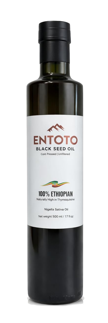 Entoto Óleo de Cominho-Preto de Nigella sativa, prensado a frio, timoquinona 4%+, 500 mL