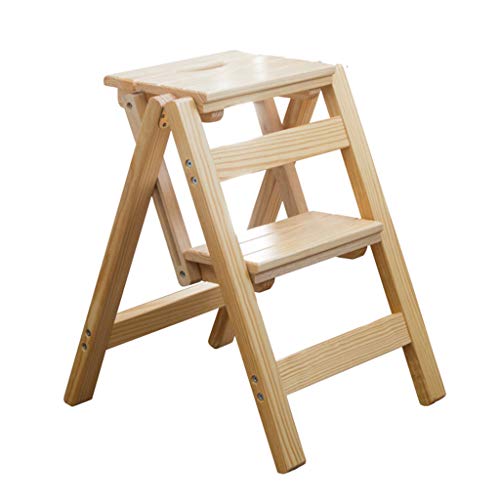 AYVADA Marchepied Pliant en Bois Massif Utilitaire Portable Échelle Chaise Étagère Multifonction pour Maison et Bureau Charge Max 150kg - 2/3/4 Marche