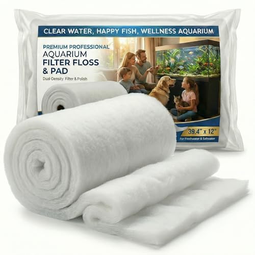 BubbleBliss Aquarium Filter Pad 39.4 x 11.8in Aquarium Filter Floss Aquarium Filter Media for Crystal Clear Water Fish Tank Ponds & Garden Cut to Fit for Sump & Canister Filters