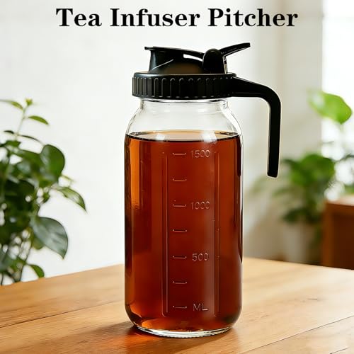 Image of Cold Brew Coffee Maker, 64oz Mason Jar Pitcher with Airtight Lid and Stainless Steel Filter, 2 Quart Wide Mouth Glass Jar Cold Brew Coffee Kit Tea Infuser Pitcher, Coffee Lovers Gifts for Men /Women