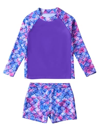 Borlai Mädchen 2 Stück Rash Guard Badeanzug mit Langen Ärmeln Tankini...