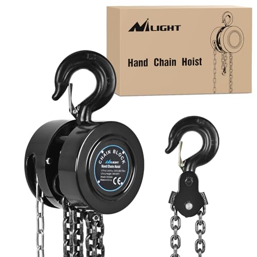 Nilight 1 Ton 2200 lbs Manual Chain Hoist with G70 Galvanized Chain | 10 ft Lifting Height with 2 Hooks Heavy Duty Pulley Hoist for Garage Warehouse Automotive Machinery by Nilight - Used condition - US$43.27