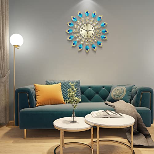 Fmtad Large Wall Clock Metal Decorative Wall Clocks Silent Non-Ticking,Modern Art Home Decorations Fancy Big Wall Clocks For Living Room Dining Room Bedroom Office Decor,Dia 18.1 Inch #TOP7