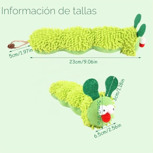 Miniatura 3 de Deegbbyi Juguetes De Hierba Gatera, Juguete Para Gatos De Oruga Con Hierba Para Gatos, Contiene Menta Gatera Y Papel Sonajero, Para Rascar, Masticar Y Comodidad 23 Cm, Verde