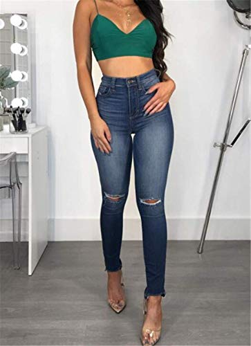 Image of Women's High Waisted Jeans for Women Ripped Skinny Stretch Jeans Distressed Butt Lifting Denim Pants