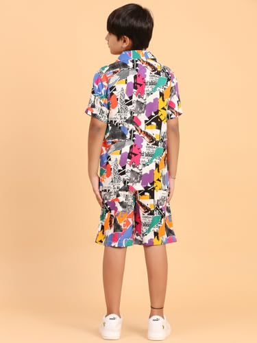 Image of Ninos Dreams Boys Cotton Rayon Halfsleeves Coord Set with Shirt & Shorts /Boys Vacation wear /boys co ord set /Boys Tropical print Shirt & Shorts set /Boys Clothing Set