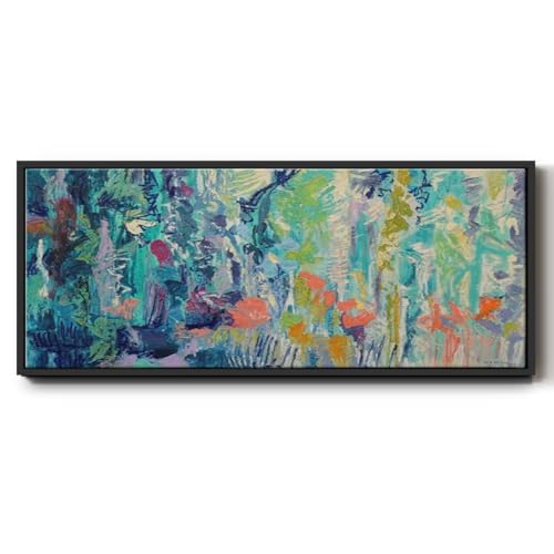 Renditions Gallery Abstract Nature Harmony Floater Frame Artwork Colorful Downpour Butterflies Wall Decoration Prints & Paintings for Bedroom Office Kitchen - 12"X30" BLACK Frame GAL022