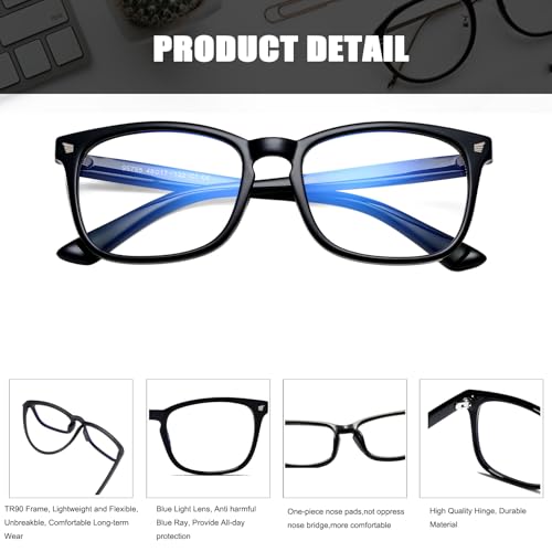 Image of Hycredi Kids Blue Light Blocking Glasses for Boys & Girls, Square Frame | Lightweight Eyewear For Daily Screen Time, Ideal For Computers, Gaming, Tablets And Phones With Comfortable Lenses