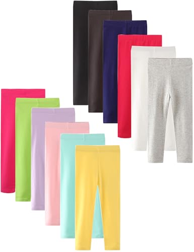 Kiench 12 Pack Girls Cotton Leggings Multipack Toddler Tights Pants