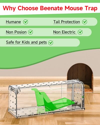 Humane Mouse Traps Indoor Outdoor: 4 Pack No Kill Mouse Trap indoor, Pets and Children Friendly, No Touch Release Washable Mousetrap Includes Cleaning Brush, Reusable Rodent Mice Trap Humane Mouse Traps Indoor Outdoor: 4 Pack No Kill Mouse Trap indoor, Pets and Children Friendly, No Touch Release Washable Mousetrap Includes Cleaning Brush, Reusable Rodent Mice Trap