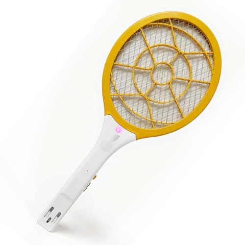 Image of LifeKrafts Mosquito Killer Racket Bat - 400mAh Rechargeable Electric Insect Zapper with LED Light | 3-Layer Safety Mesh | Plug-in Charging | Mosquito Bat for Home & Outdoor Use (Yellow)