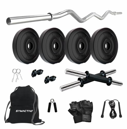 Amazon Brand - Symactive PVC 10 Kg Home Gym Set with Accessories ...