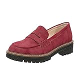 Womens Loafers Shoes Platform Chunky Penny Loafer Lug Sole Comfortable Slip On Work Office Business Casual Dress Shoes, US Size 11.5 Red