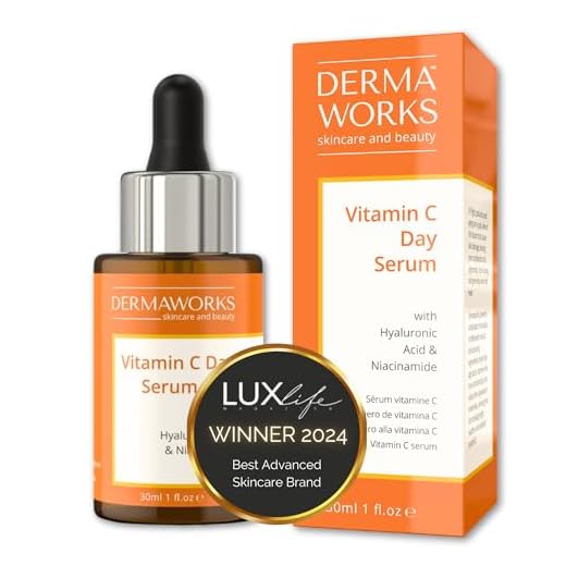 Dermaworks C-vitamin Serum + hyaluronsyra och niacinamid för hudlättande och anti-åldrande hudvård 30ml